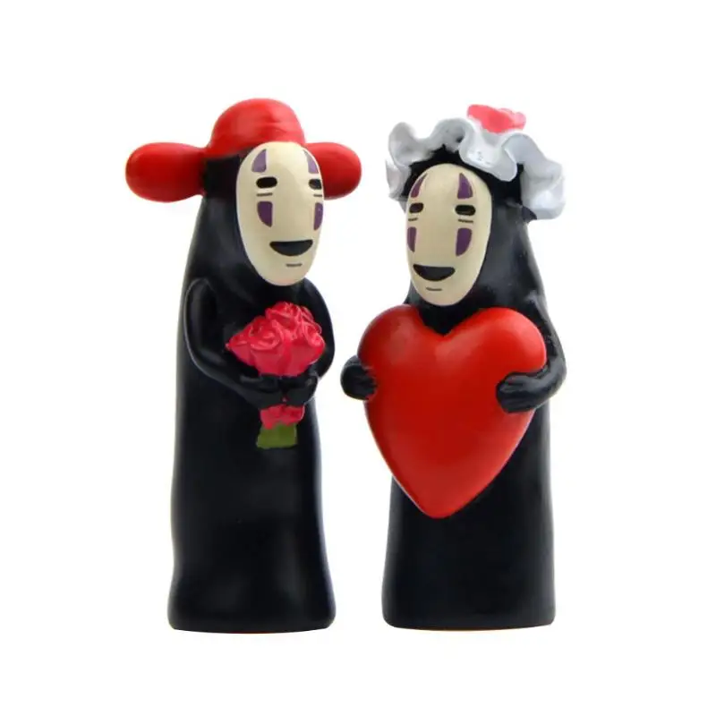 

2pcs/set Cute Gardening Decoration Anime No Face Groom Bride Action Figure Model DIY Landscape Doll Handmade Ornaments PVC