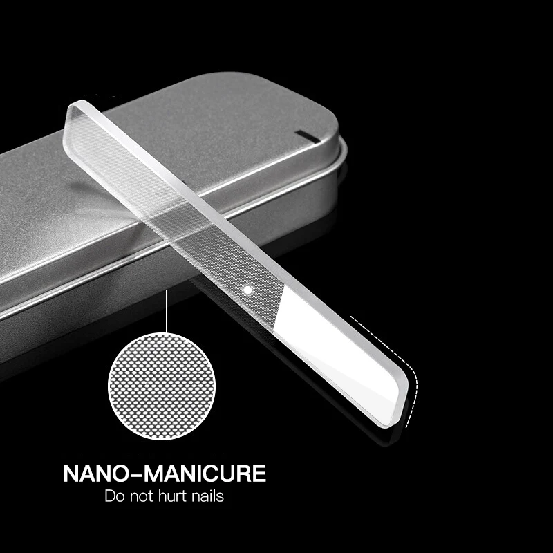 

WiRinef Clear White Gradient Nano Nail File Glass Cleanable Shiny Grinding Buffer Nail Art Manicure Tool