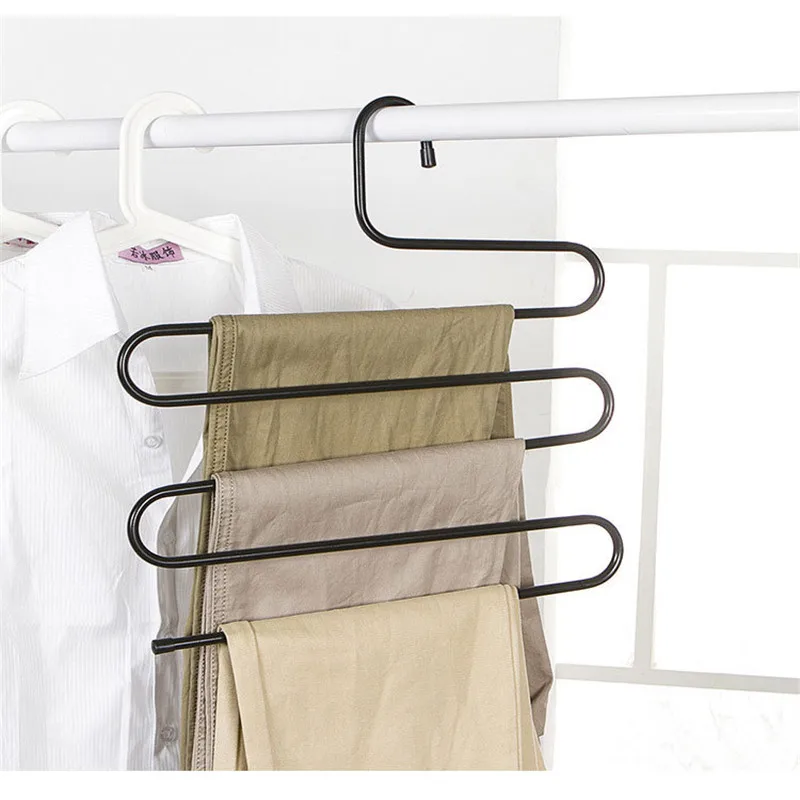 Домашний шкаф из нержавеющей стали для хранения S типа брюк вешалка для брюк Многоуровневая вешалка для одежды для хранения полотенец шкаф Экономия пространства