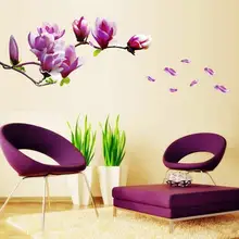 Фиолетовый наклейки на стену для Спальня фон ТВ Орхидея шаблон девушки костюме для гостиная, холл кухня или Спальня стены