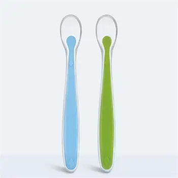 

2Pcs of Baby Spoon Soft Silicone Spoon Feeding Spoon Children Tableware
