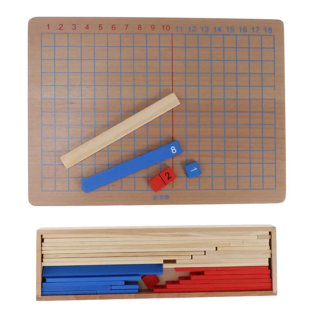  Montessori Addition and Subtraction Wood Board and Beads Number Card Counting Toy Mathematics Exerc