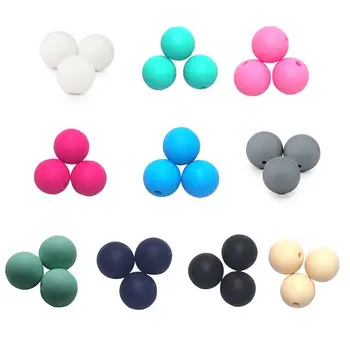 

20 PCS 12mm Silicone Beads Round Ball Beads Baby Teether Food Grade DIY Pacifier Clips Chew Teething Toy Send Rope & Rope Buck