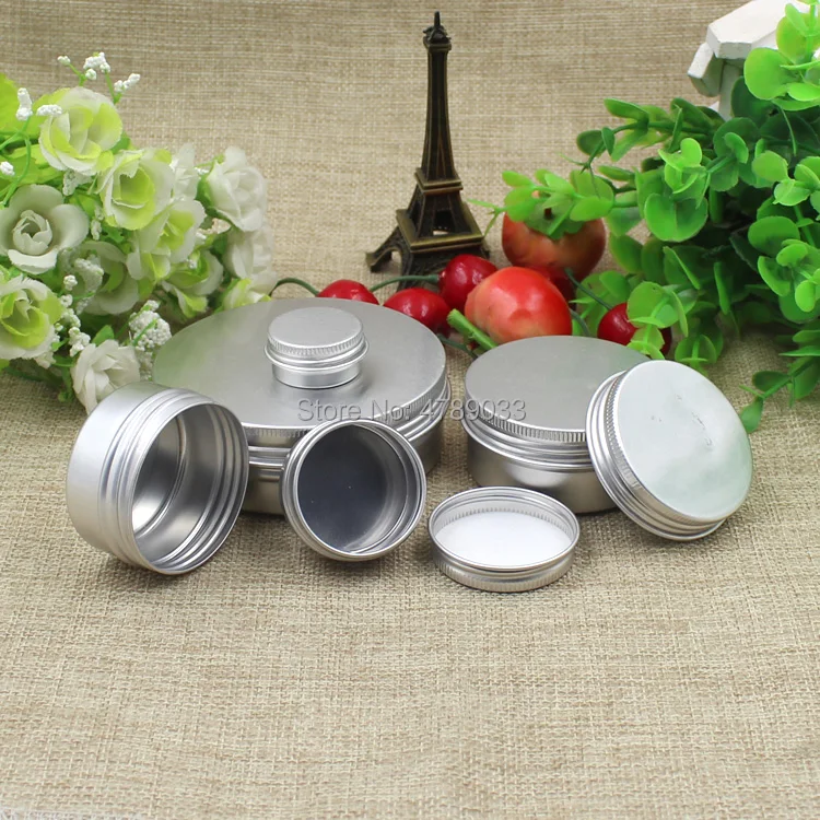 

50pcs 5g 10g 15g 30g 50g 100g Empty Aluminum Jars Refillable Cosmetic Bottle Ointment Cream Sample Packaging Containers