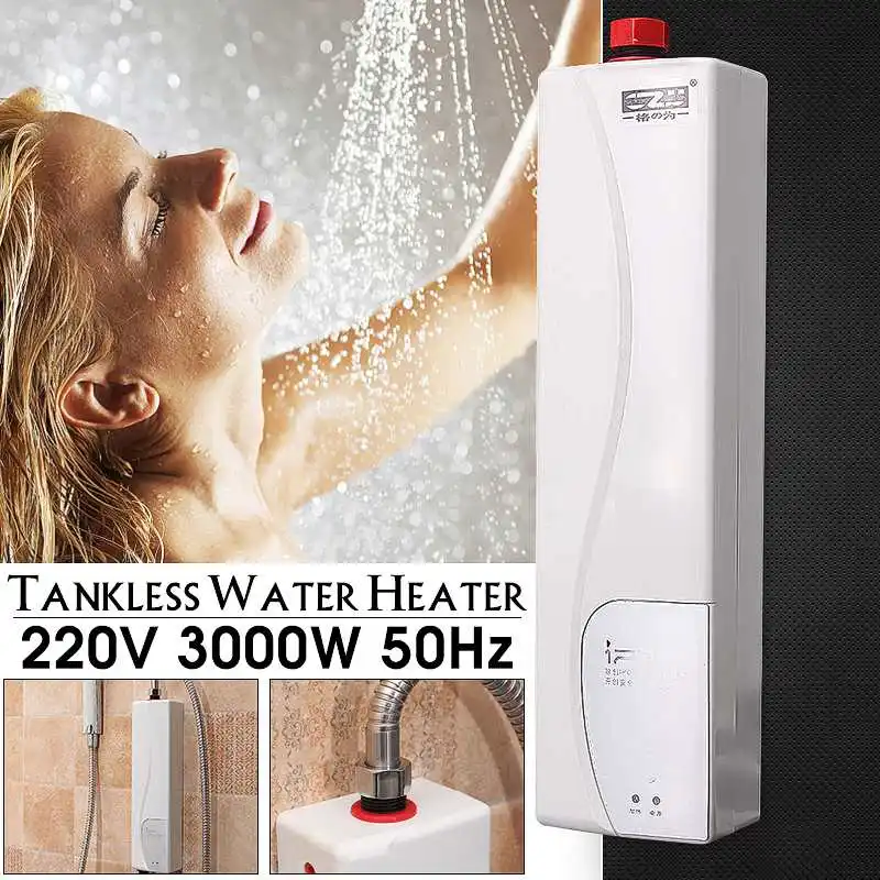 

220V 3000W AU Plug Instant Electric Water Heater Indoor Bathroom Supplies Household Practical Double Shell Water Heating