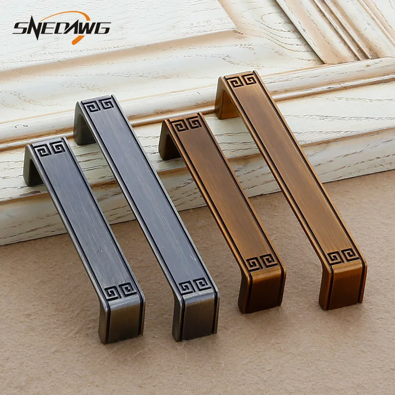 Furniture Handle Antique 96mm/128mm Hole Pitch Cabinet Furniture Door Handles Zinc Alloy Furniture Handles Wardrobe Door Pulls