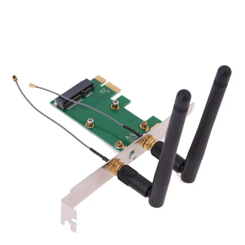 

Mini PCI-E To PCIE Converter Wireless Network Card Wireless Adapter With 2 External Antenna WiFi For PC Desktop
