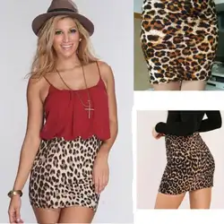 Горячая мода Женская Упакованные бедра дамы тонкий короткий красивый Леопардовый принт юбка