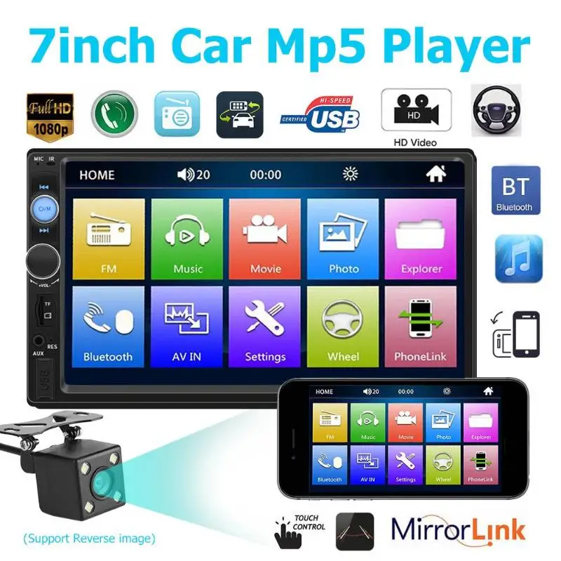 

VODOOL 7010B 7 Inch Screen Bluetooth Car Stereo MP5 Player FM Radio AUX Head Unit Car Electronics Multimedia MP4 Video Player