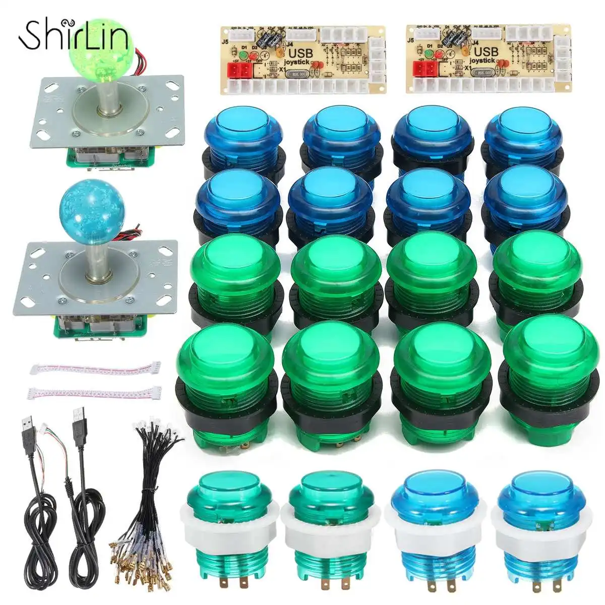 

Arcade Game Joystick DIY Kit With USB Controller+2 Joysticks+20 LED Push Buttons+2 Delay Encoder Board For Joystick Arcade