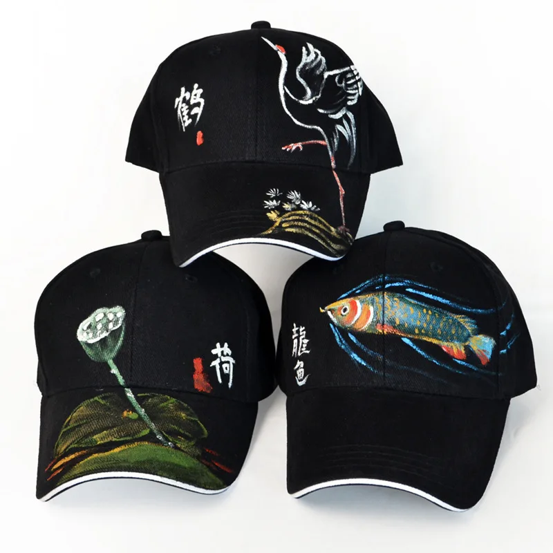 

Quality Printing Hip Hop Baseball Cap For Men Women Crane Lotus Fish Snapback Bone Caps Spring Summer Autumn Cotton Hats Couple