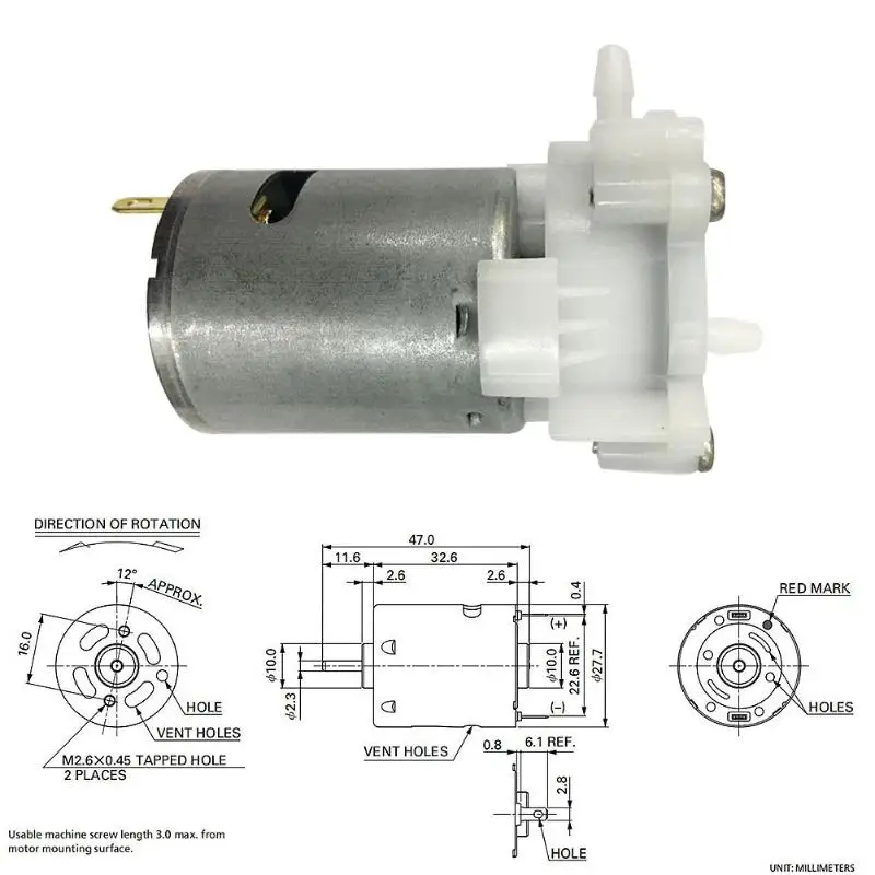 RS 360 DC 3 12V Шестеренчатый Насос самовсасывающий мотор мини микро водяной насос