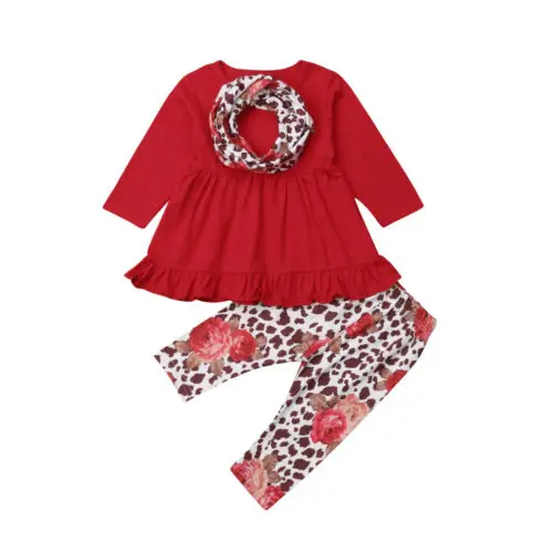

2019 Kid Clothes For Girl Toddler Baby Girls Ruffle Top Blouse Pants Leggings Kids Outfits Set Clothes Size 1-4T