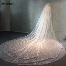 Favordear, высокое качество, настоящая фотография, роскошная Соборная светящаяся вуаль, размер, гранулы, Длинная свадебная вуаль для невест, Veu De Noiva