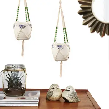 

AUGKUN Creative Flowerpot Net Bag Plant Green Hanging Basket Hanger Cotton and Hemp Rope Hand Woven Hanging Rope