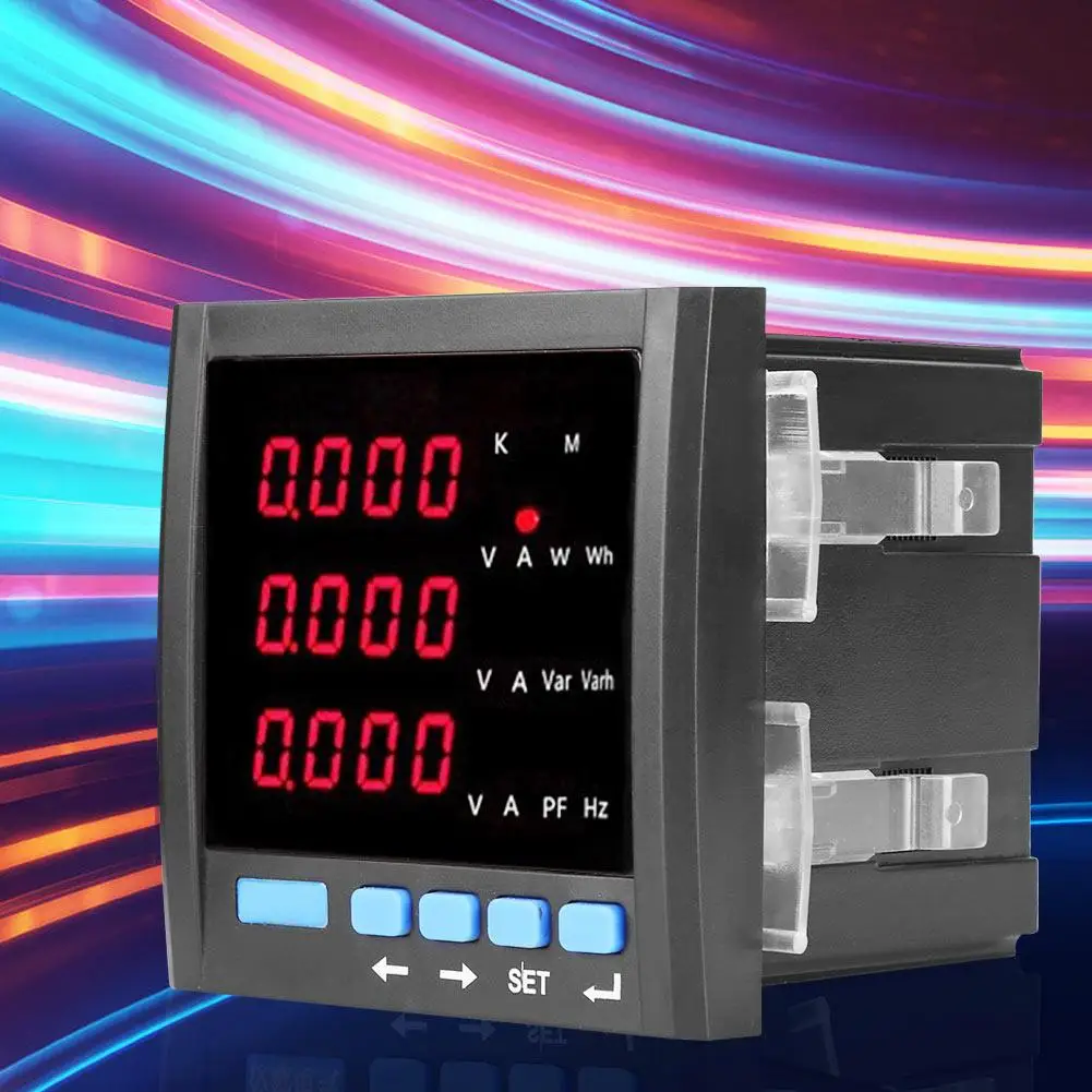 

Current Meter Digital LED Three-phase Ammeter Voltmeter Multifunctional Programmable Meter Black