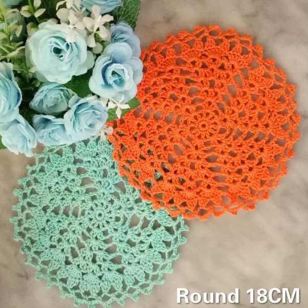 

18CM Round Luxury Mantel Individual Table Mat Cotton Lace Crochet Christmas Placemat Dining Doily Mug Drink Coaster Home Decor