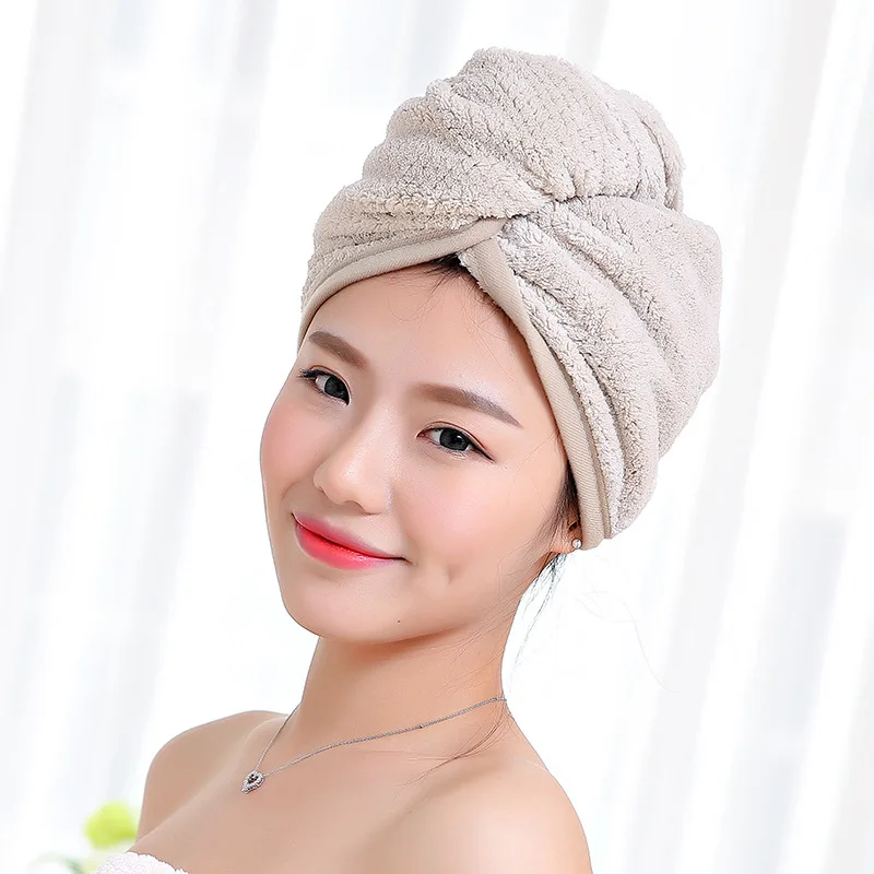 

Microfiber Solid Hair Turban Quickly Dry Hair Hat Womens Girls Lady's Cap Bathing Tool Drying Towel Head Wrap Hat