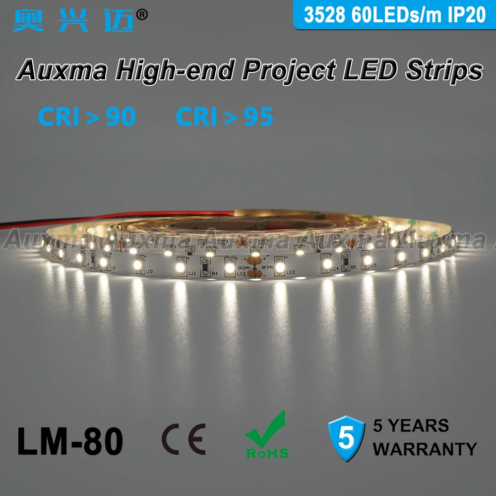 3528 60leds/м Светодиодные ленты, CRI95 CRI90 IP20, DC12V/24 V 300 светодиодов/катушка, 5 метров/катушка не водонепроницаемый для внутреннего гостиная, спальня hotel