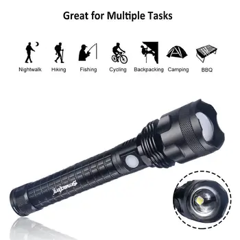 

SKYWOLFEYE 8000 Lumens LED Tactical Torch Flashlight 5 Modes XH-P50 Flash Light with Convex Lens Outdoor For Bike Front Light
