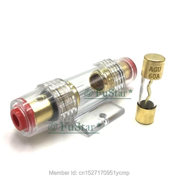 

5Pcs/lot 1pcs Car Audio Refit AGU Fuse Holder 4/8 Gauge Wire With 4pcs 60 AMP Fuse 8.5cm / 3.34" Fuse Holder Car Truck Amplifier