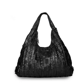 

2017 Brand Designer Luxury Women Bags Genuine Leather Bag Hobo Fashion Soft Casual Tote Top-handle Black Shoulder Handbags Purse