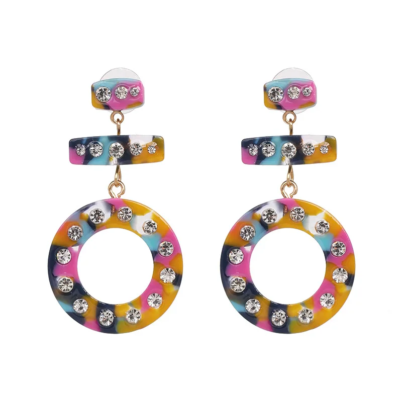 

Multicolored Resin Round Drop Dangle Earrings for Women New Charm Statement Crystal Earrings Bohemian Maxi Party Jewelry Brincos