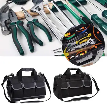 

Large Tool Bags 12"15"17"19" Oxford Cloth Bag Waterproof Wide Mouth Electrician Organizer Storage Bags with Parts Box for Men