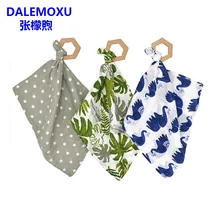 DALEMOXU 2 шт. детский слюнявчик полотенце с деревянным прорезывателем хлопок детский Ежик оранжевый стиль муслин нагрудник платок младенческий Слюнявчик