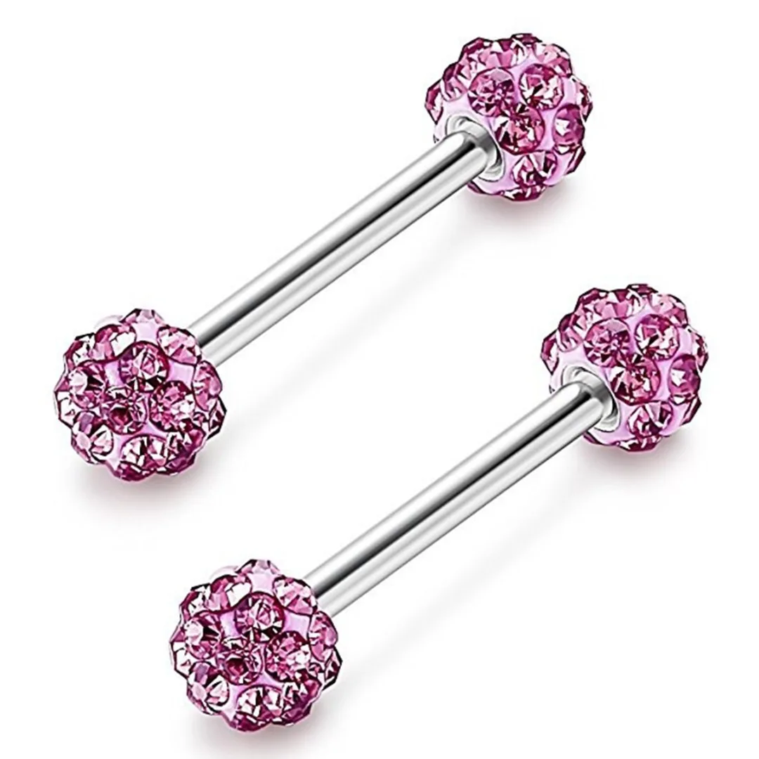 

1PC Rhinestone Round Ball Nipple Tongue Barbell Rings Piercing 316L Surgical Steel Nose Stud Lip Body Piercing Jewelry For Women