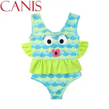 Милый хлопковый купальный костюм с рисунком для маленьких девочек Цельный купальник, боди, одежда для купания