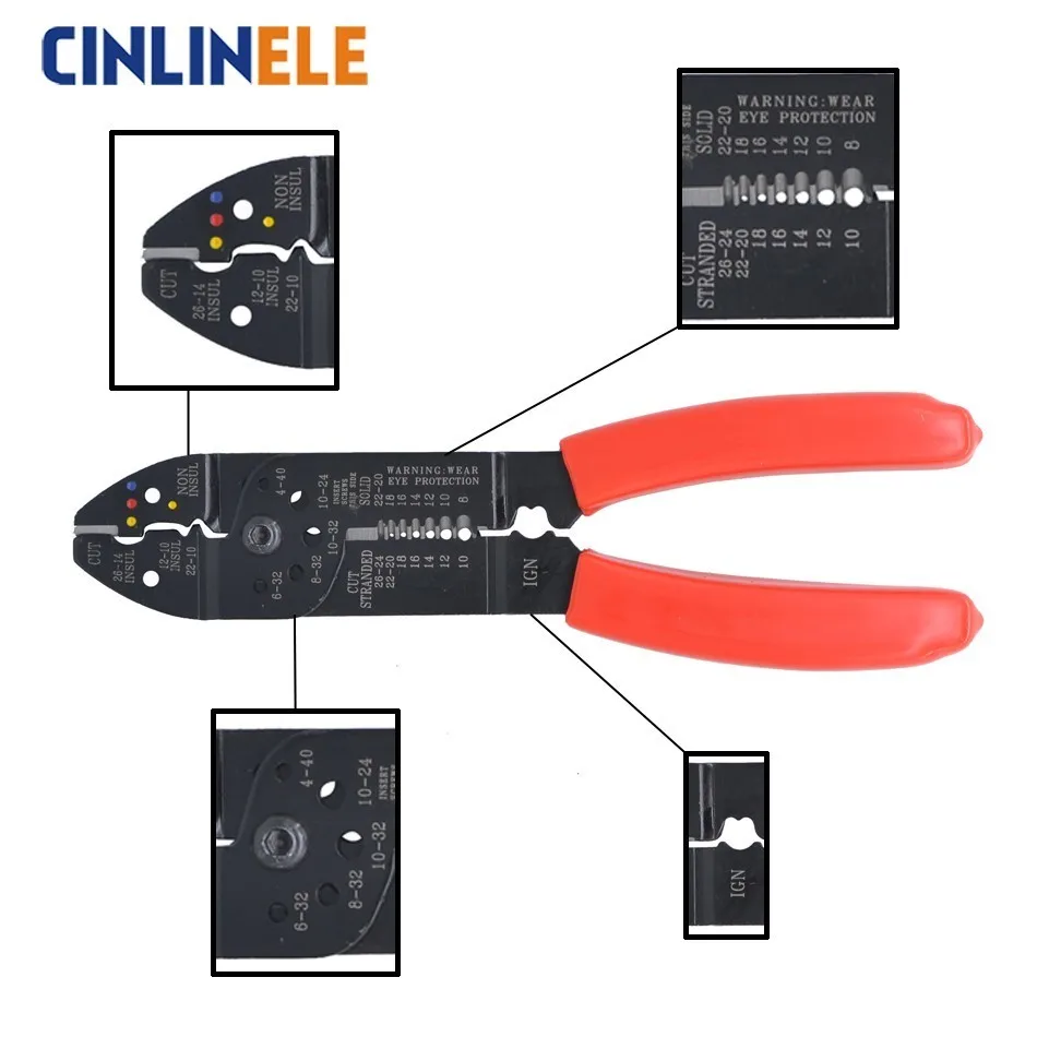 

Free Shipping Multitool Crimping Pliers Electrical Terminal Combination Multi Tool Wire Stripper Cut Alicates Electricos FS-047