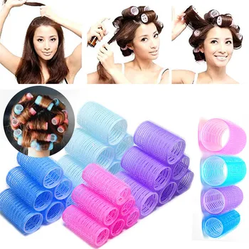 

6 pcs Plastic Hair Rollers Curlers Random Color Self Grip Magic Hair Curling Styling Tools DIY Makeup Tools for Girls Women