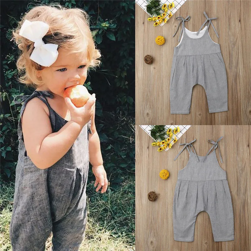 PUDCOCO Newborn Baby Boy Girl Suspender Strap Long RomperS Summer Beach Jumpsuit Kids Active