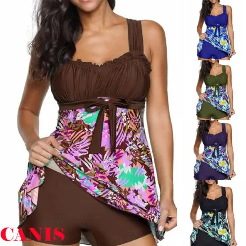 

Women Tankini Swimdress Swimsuit Beachwear Swimwear Bathing Bikini High Cut Swimsuits Floral print Ladies Push Up Plus Size