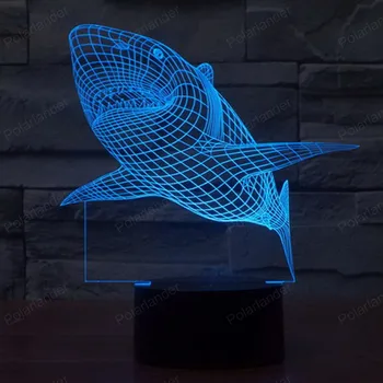 

LED gradient lights 3D light Shark colorful three - dimensional visual lights touch 3D lights acrylic