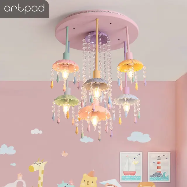 Hot Seller Princess Pink Kids Ceiling Light Colorful Droplight Children Baby Kindergarten Room Nursery LED Crystal Glass LED Lustre Lamp Hot Seller Princess Pink Kids Ceiling Light Colorful Droplight Children Baby Kindergarten Room Nursery LED Crystal Glass LED Lustre Lamp