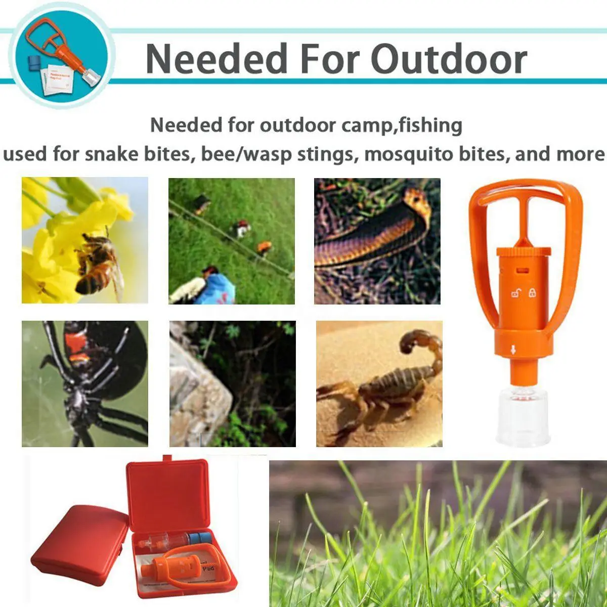 Venom Extractor Pump First Aid Safety Kit Emergency Snake Bite Outdoor Camping Survival Tool SOS For Wild Vipers Bees Biting