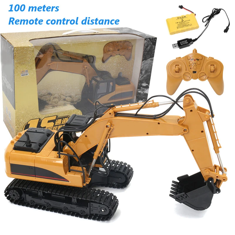 

1:14 Scale 15 Channel Remote Control Excavator Model Construction Site Engineering Vehicle RC Toys Kids Electric Car Toy Gifts