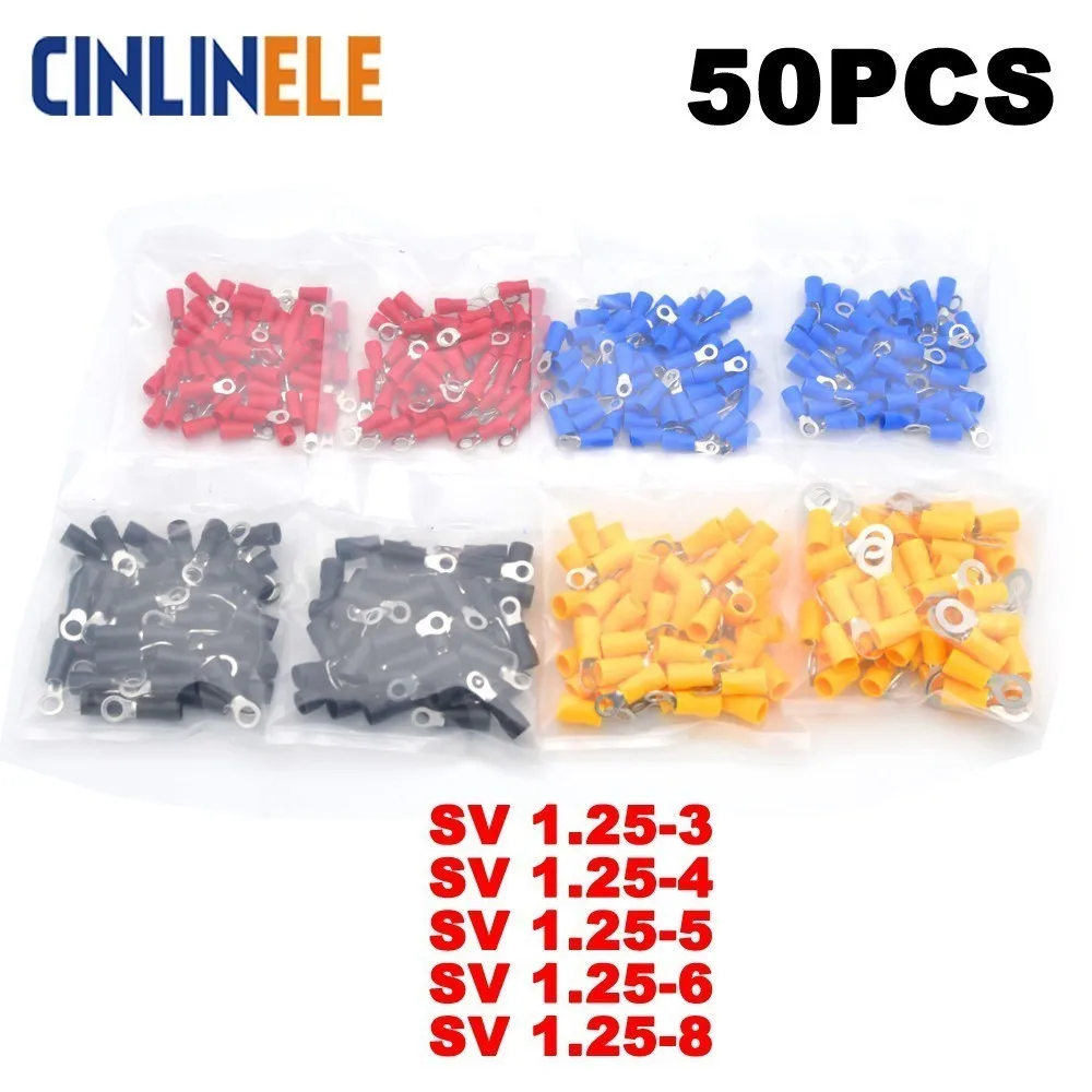 

50Pcs Fork Spade Crimp Insulation Terminal SV1.25-3 SV1.25-4 SV1.25-5 SV1.25-6 SV1.25-8 Wire Cable Connector SV