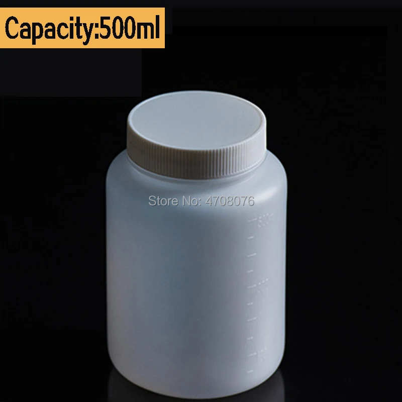 

500ml 5pcs/pack PE lab reagent bottle with scale Plastic sample vials with screw lid wide mouth round for chemical experiment