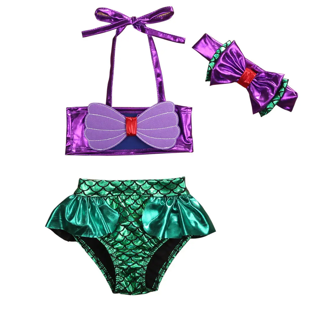 Baby Kids Girls Mermaid Sea-maid Tankini Bikini Swimsuit Swimwear Swim Costume 3PCS Set