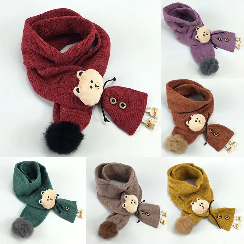 

New Autumn Winter Cute Cat Style Children Scarf Boys Girls Wool Knitted Scarf Kids Neck Warmer Girls Shawl Child Collar