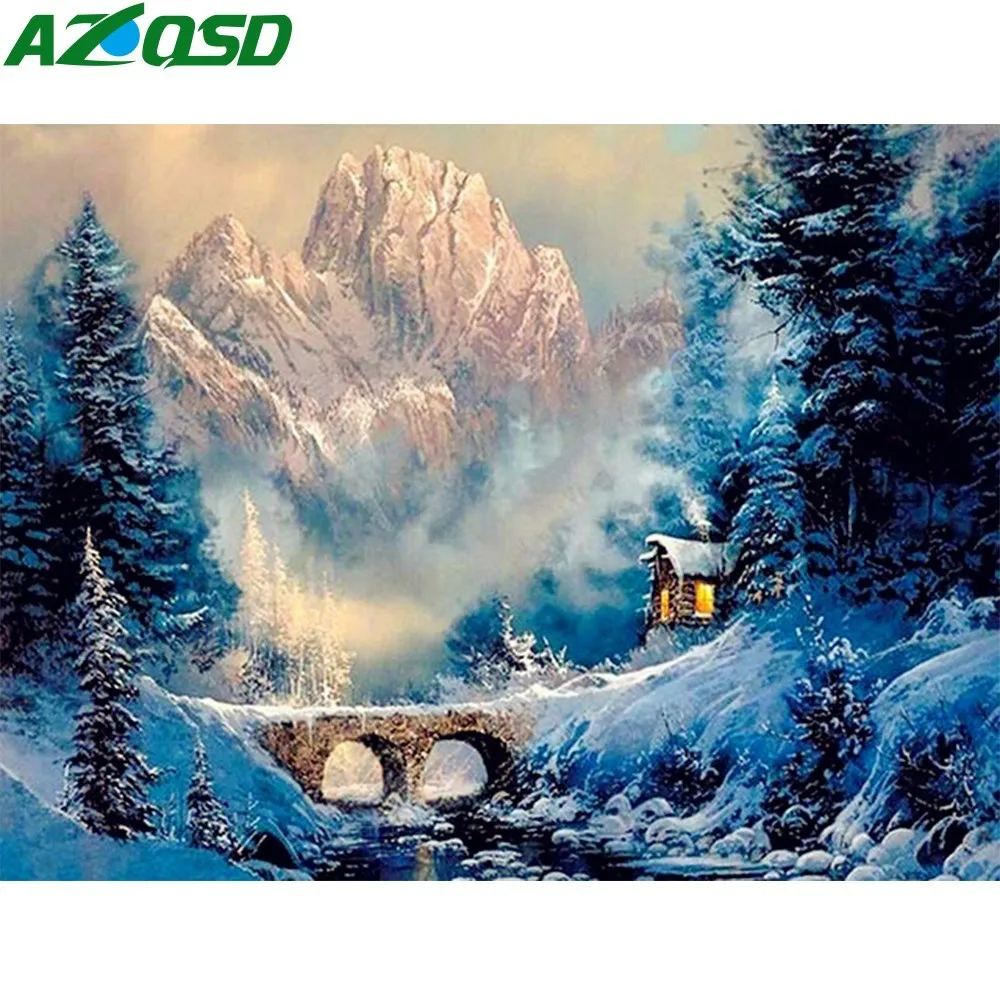 

AZQSD Diamond Painting Snow White Mountain Diamond Mosaic Scenery Cross Stitch Diamond Embroidery 5D DIY Full Square Home Decor