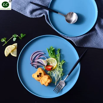 

Household Ceramic Pizza Tray Breakfast Dish Dinner plate RoasterOven Dish Plate Glaze Tableware Cake plate Round plate