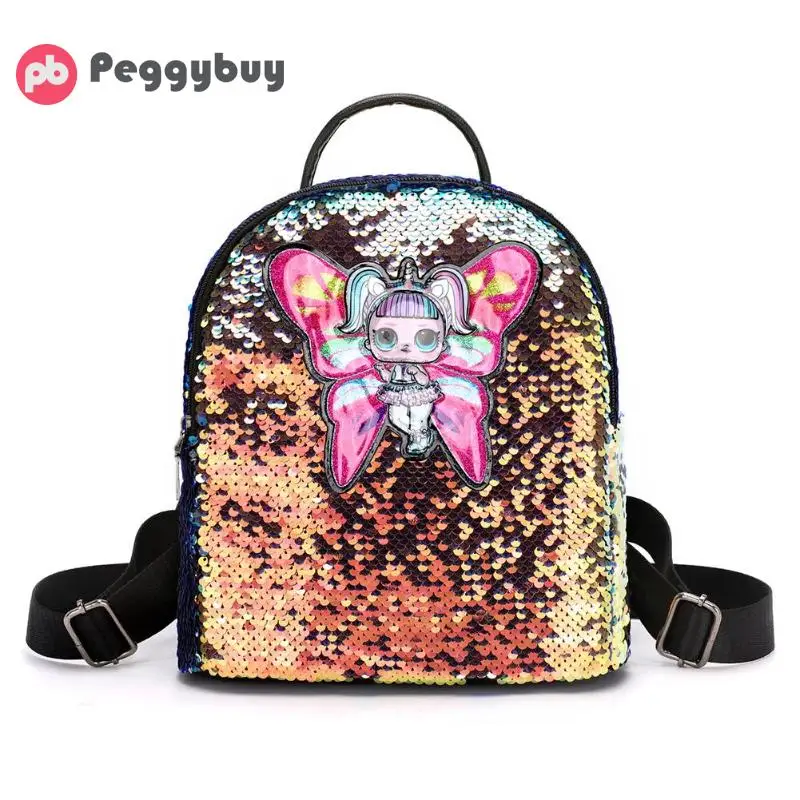 

New Glitter Sequins Backpack Girls Butterfly Lovely Shoulder Bag Mini Backpacks Children Girls Sequined Travel Knapsack 2019