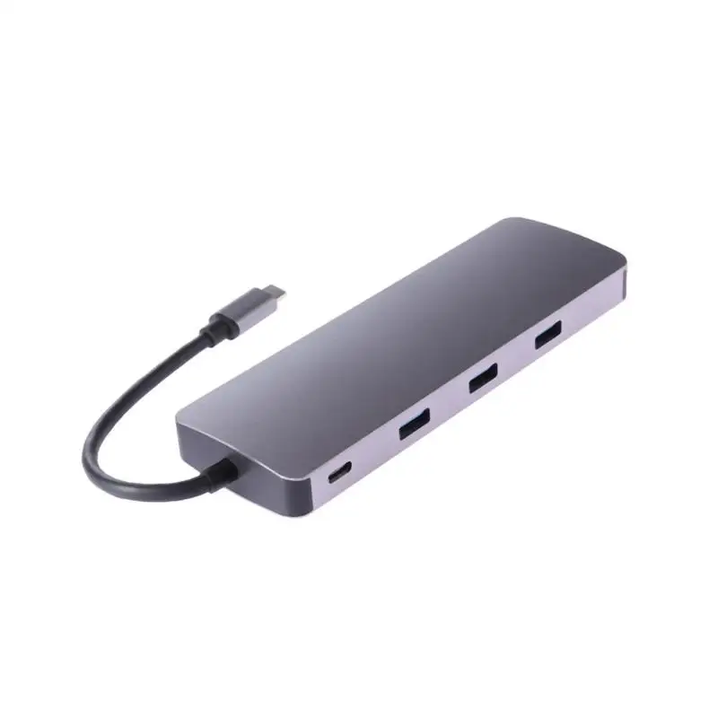 

Type C Hub 9 in 1 USB-C to 4K HDMI PD VGA 3XUSB3.0 TF Card RJ45 Lan Adapter