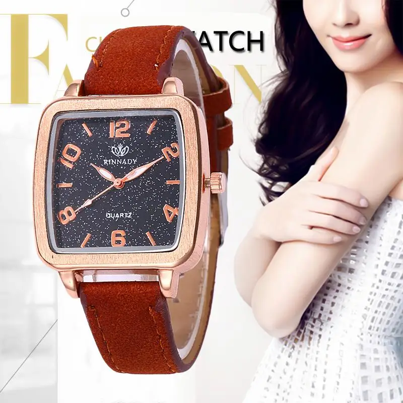 

Elegant Retro Watch Women Watches Fashion Ladies Quartz Watches Clock Women Casual Leather Women's Wristwatches Square Dial