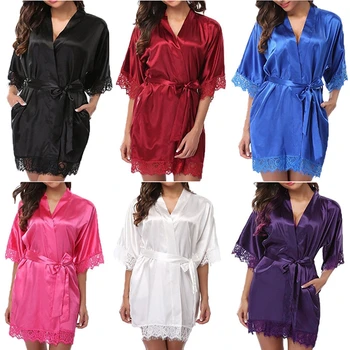 

Sexy Lingerie Silk Satin Lace Robe Dress Babydoll Nightdress Nightgown Sleepwear