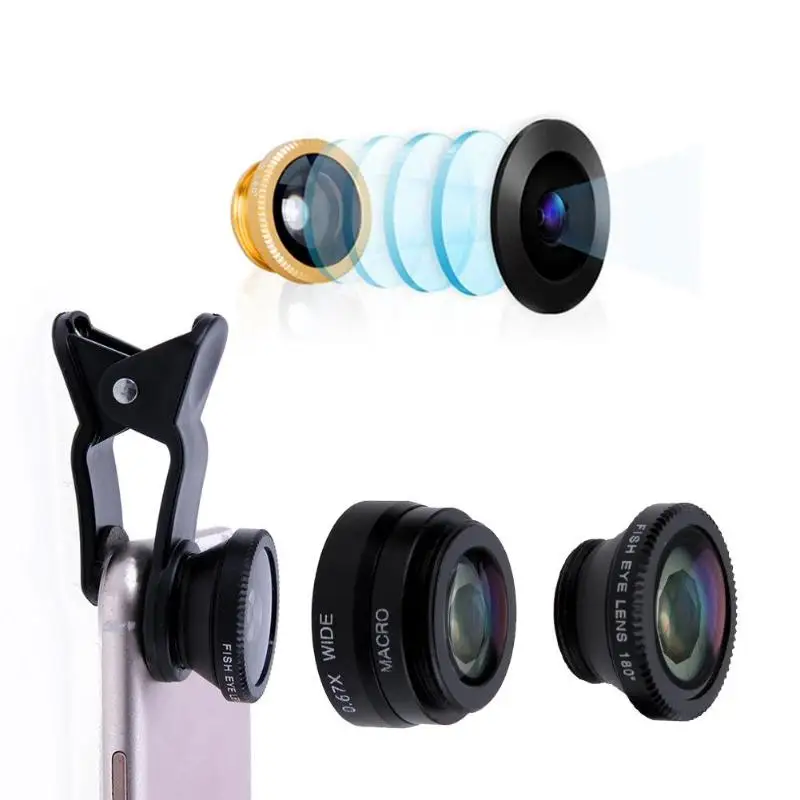 3-in-1 Universal Mobile Phone Camera Lens Kit With Clip For All Smartphones